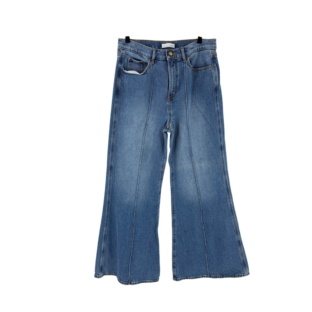 LOFT The Super Flare Jeans Blue 30/10 High Rise Seam Detail Retro Boho